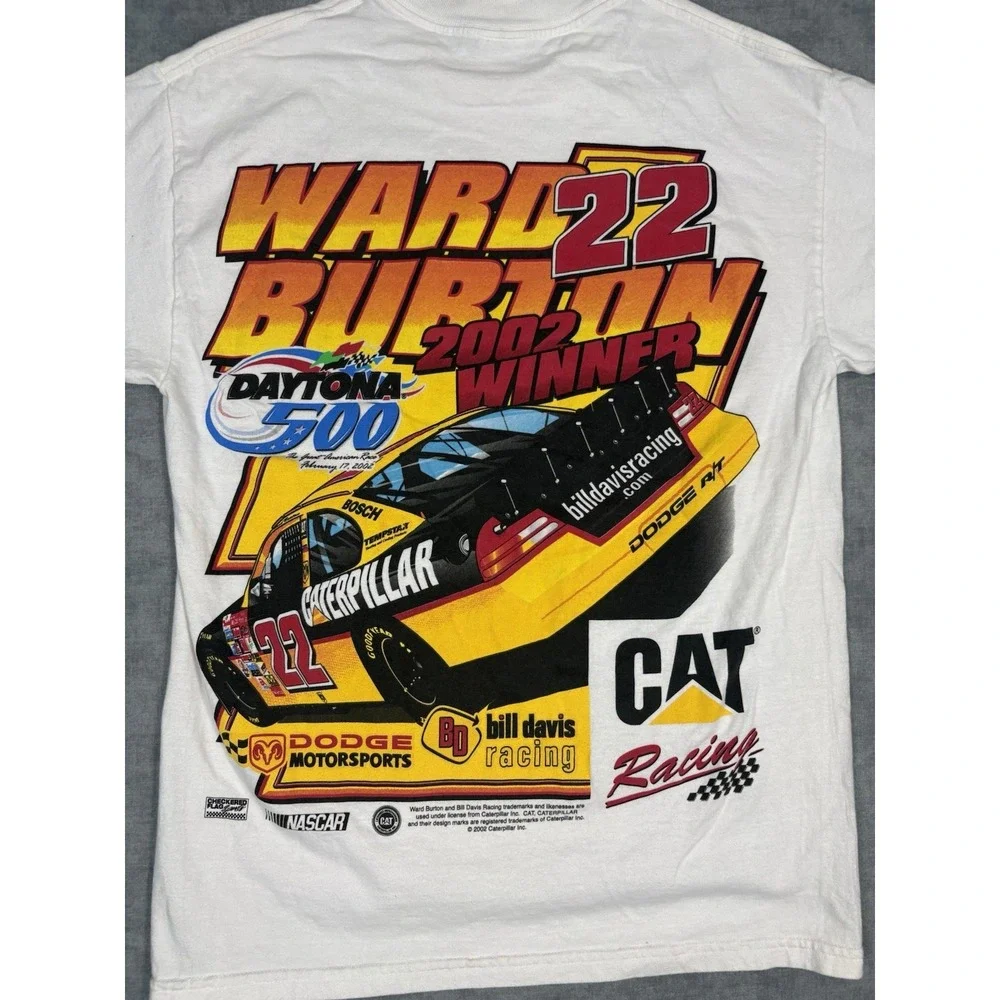 Vintage 2002 Ward Burton Daytona 500 Winner NASCAR CAT #22 Shirt M Double Side